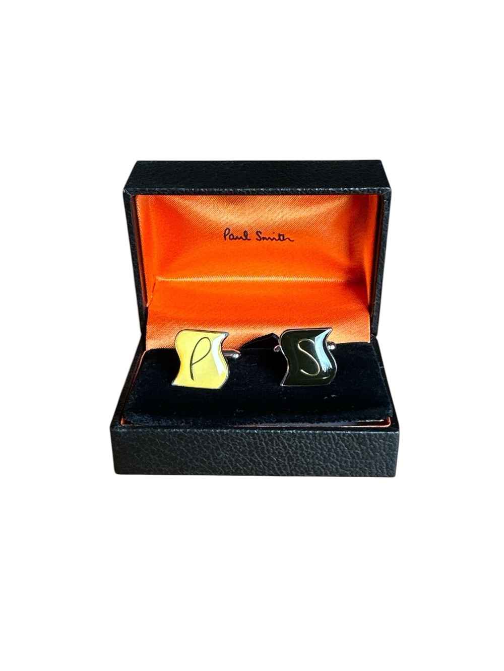 Paul Smith Yellow and Black Signature Enamel Cufflinks